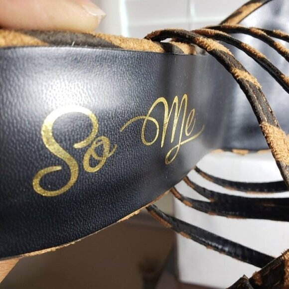 So Me Zandy Brown Zebra Print Open Toe Heels - Picture 12 of 12